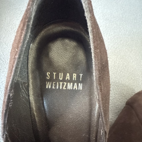 Stuart Weitzman Booties Womens 7N Brown Suede Tapered Heel Almond Toe - Picture 11 of 16